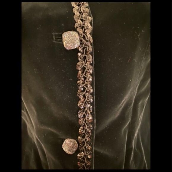 BEAUTIFUL VELOUR BLACK SEQUIN DRESS JACKET S - Picture 5 of 6